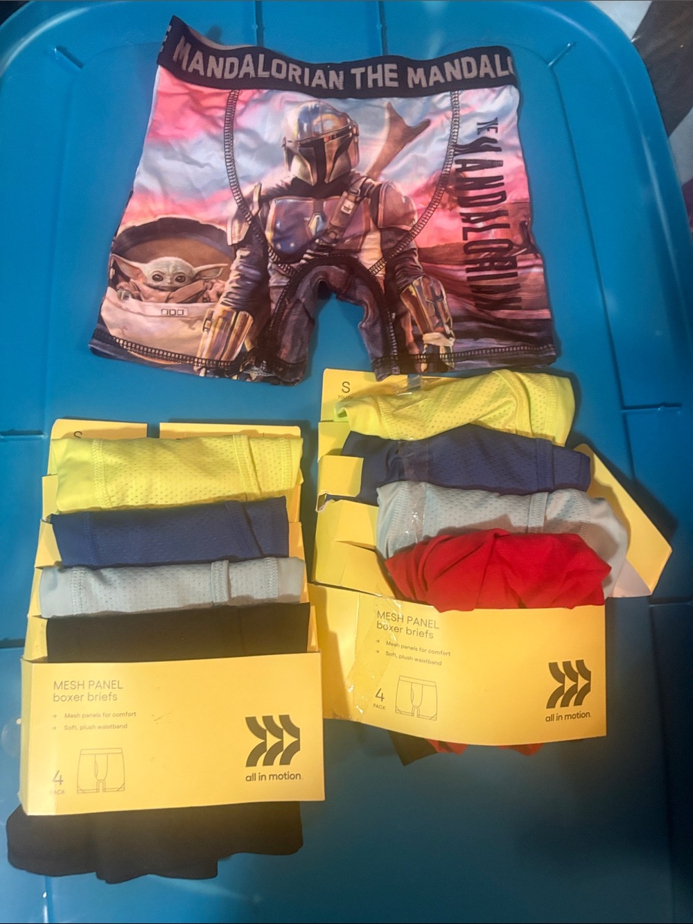 all in motion Boys' Mandalorian Graphic Boxer Briefs - Blue, Pink, Black